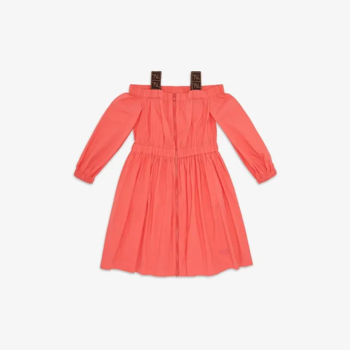 Kids Coral Gabardine Junior Dress Red Fendi Ready To Wear