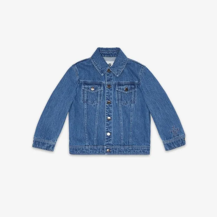 Kids Denim Junior Jacket Blue Fendi Ready To Wear