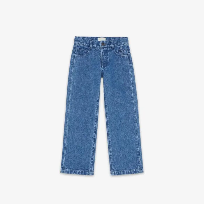 Kids Denim Junior Trousers Blue Fendi Ready To Wear
