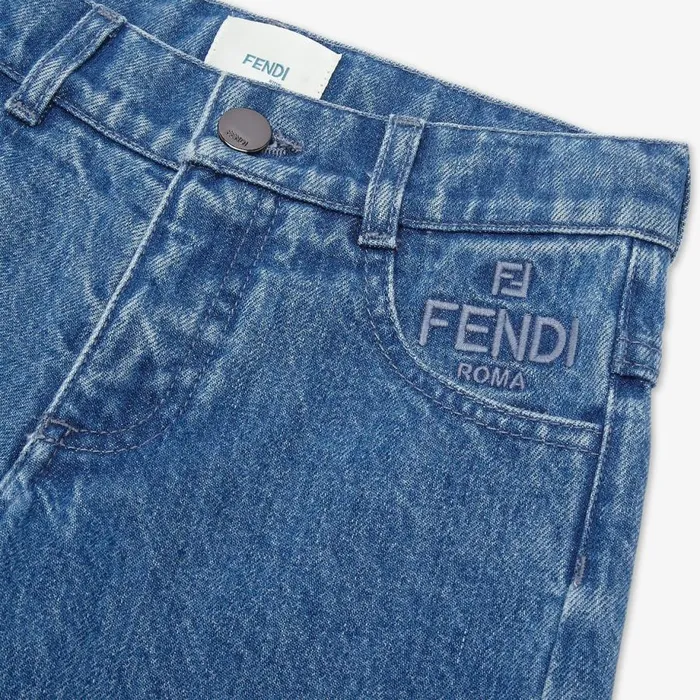 Kids Denim Junior Trousers Blue Fendi Ready To Wear