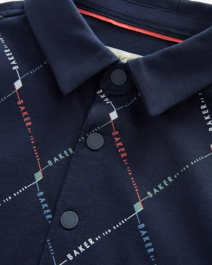 Kids DRAGOS 8211 Logo Print Polo Shirt Navy Ted Baker Tops Kids DRAGOS 8211 Logo Print Polo Shirt Navy Ted Baker Tops