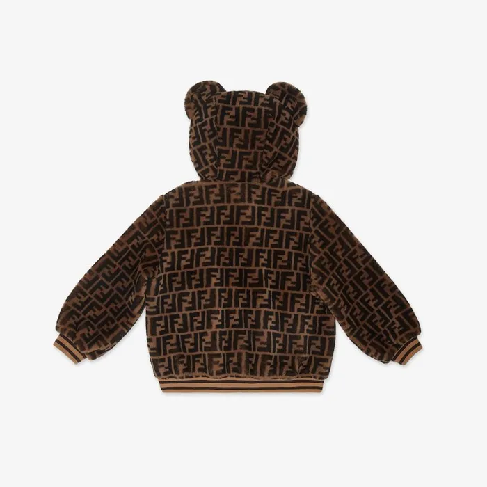 Kids Ff Shearling Teddy Bear Bomber Jacket Multicolour Fendi Ready To Wear