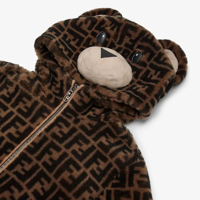 Kids Ff Shearling Teddy Bear Bomber Jacket Multicolour Fendi Ready To Wear