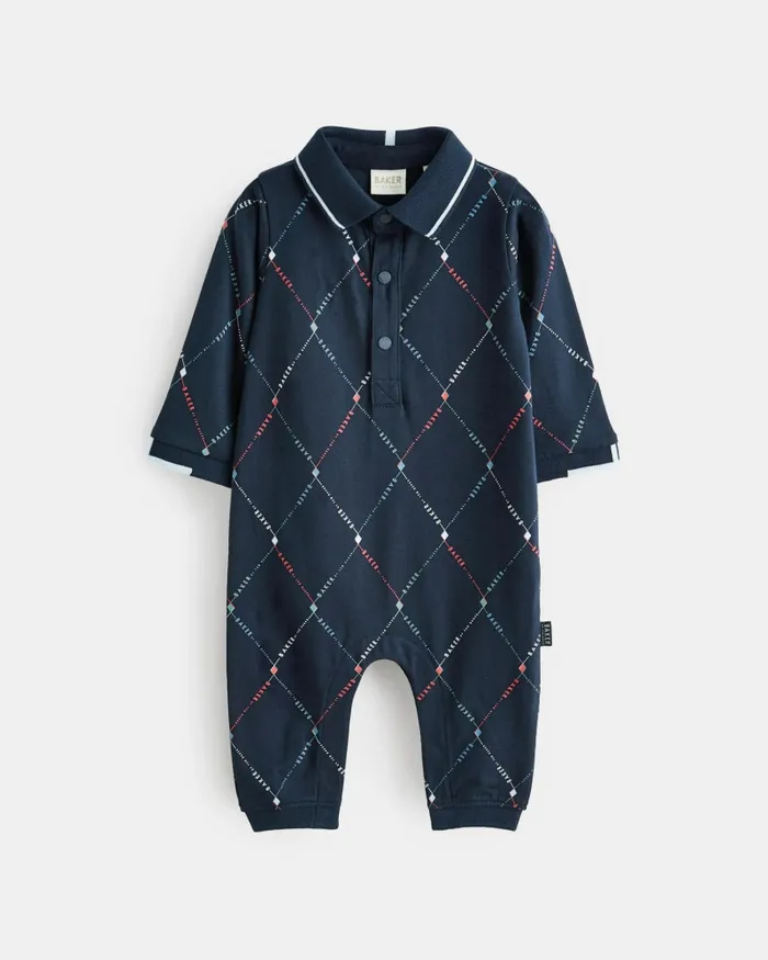 Kids GHENDA 8211 Long Sleeve Printed Polo Romper Navy Ted Baker Baby Kids GHENDA 8211 Long Sleeve Printed Polo Romper Navy Ted Baker Baby