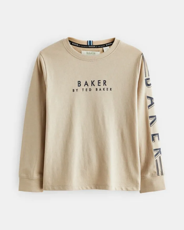 Kids GROZDAN 8211 Branded Long Sleeve TShirt Stone Ted Baker Tops Kids GROZDAN 8211 Branded Long Sleeve TShirt Stone Ted Baker Tops
