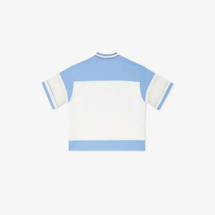 Kids Light Blue And White Acetate Maxi TShirt With Fendi Lettering White Fendi Ready To Wear