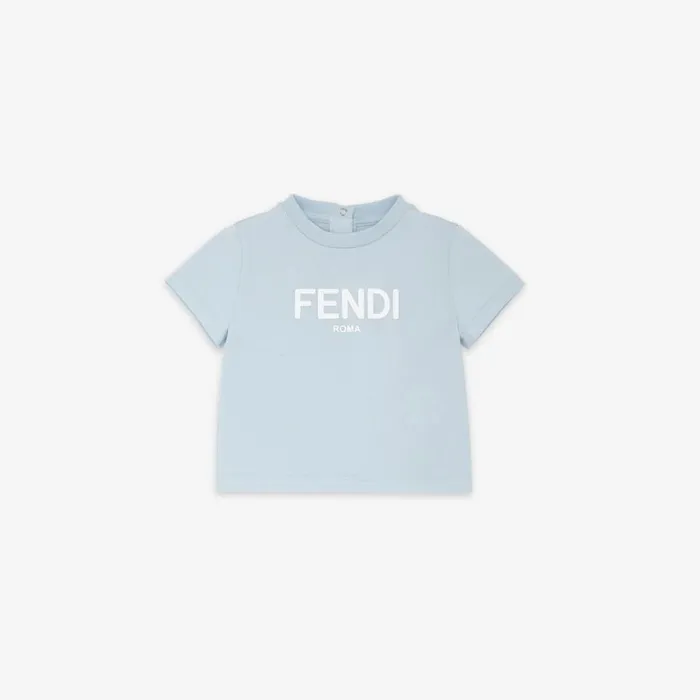 Kids Light Blue Jersey Baby TShirt Light Blue Fendi Baby Boy