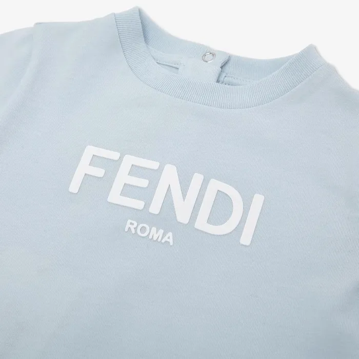 Kids Light Blue Jersey Baby TShirt Light Blue Fendi Baby Boy