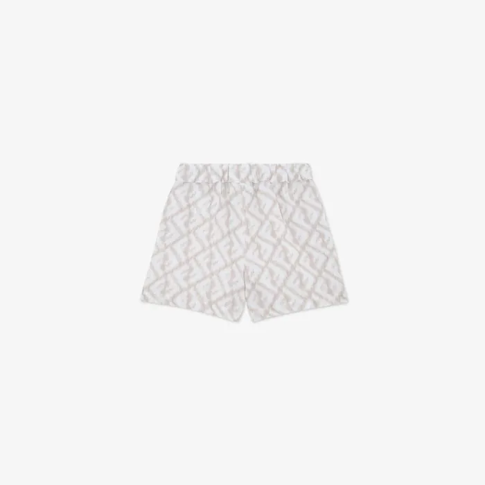 Kids Linen Bermudas With AllOver Logo Beige Fendi Baby Boy