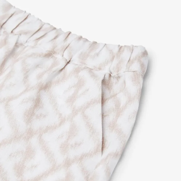 Kids Linen Bermudas With AllOver Logo Beige Fendi Baby Boy