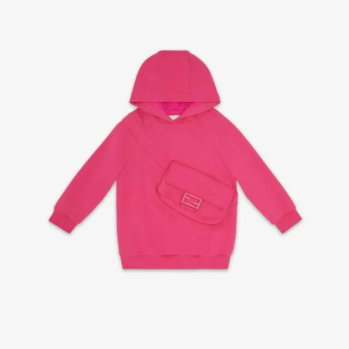 Kids Navy Blue Sweatshirt With Large Baguette Blue Fendi Ready To Wear