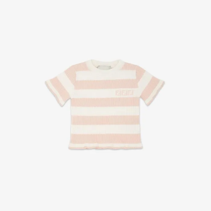 Kids Pink And Cream Knit Top Pink Fendi Baby Girl