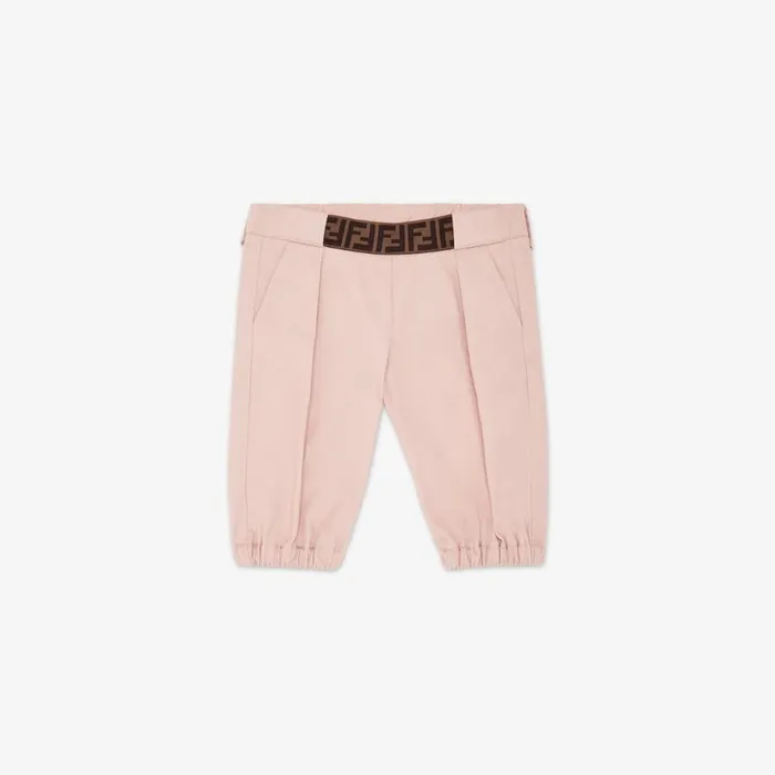 Kids Pink Cotton Trousers Con Logo Accent Pink Fendi Baby Girl