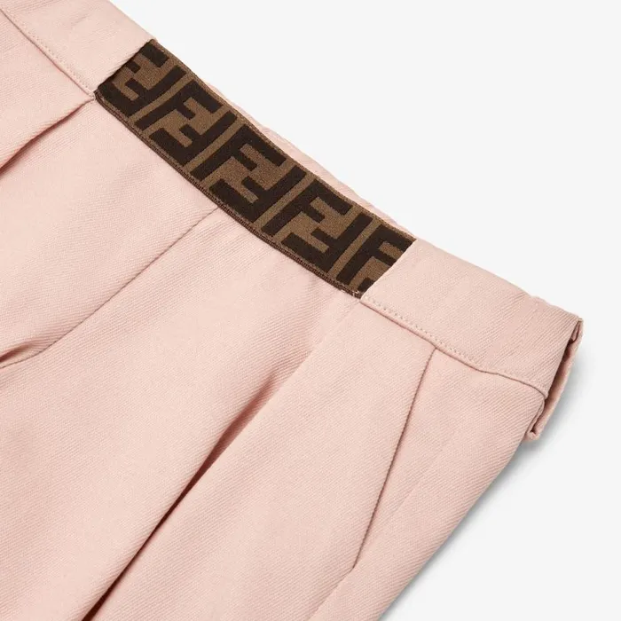 Kids Pink Cotton Trousers Con Logo Accent Pink Fendi Baby Girl