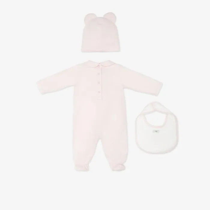 Kids Pink Jersey Teddy Bear Kit With Print Pink Fendi Baby Girl
