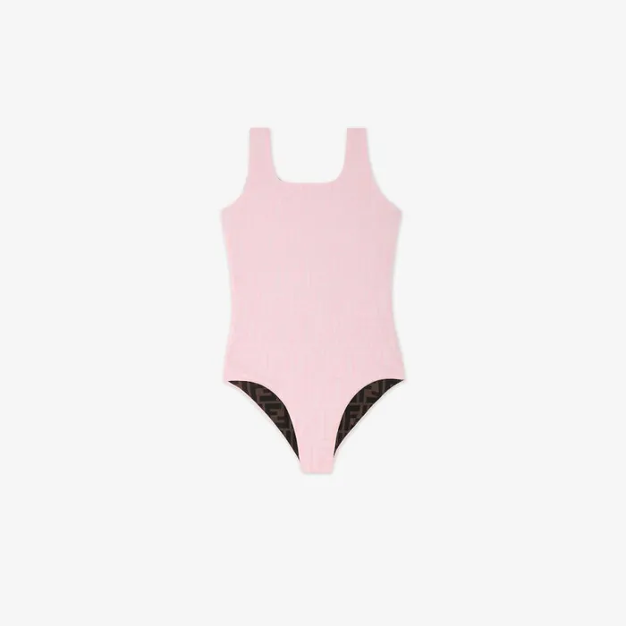 Kids Reversible Lycra OnePiece Costume Pink Fendi Ready To Wear