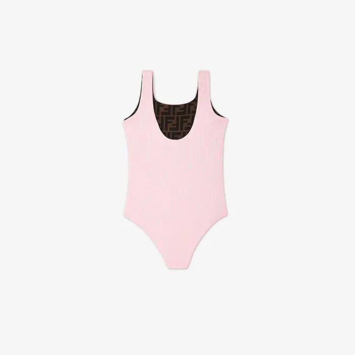 Kids Reversible Lycra OnePiece Costume Pink Fendi Ready To Wear
