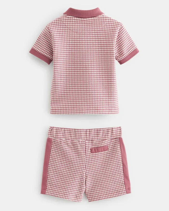 Kids STELIAN 8211 Textured Pattern Polo Shirt And Shorts Set Pink Ted Baker Sets and Outfits Kids STELIAN 8211 Textured Pattern Polo Shirt And Shorts Set Pink Ted Baker Sets and Outfits