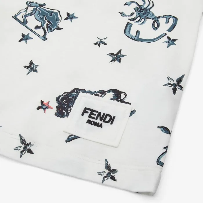 Kids White Jersey And Multicolour Print Mini Me Junior TShirt White Fendi Ready To Wear
