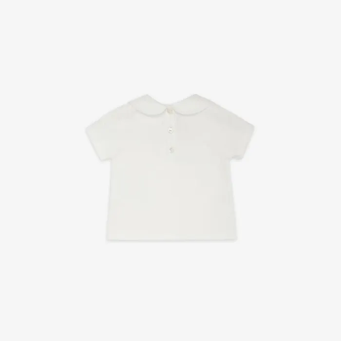 Kids White Jersey Baby TShirt With Embroidery White Fendi Baby Girl