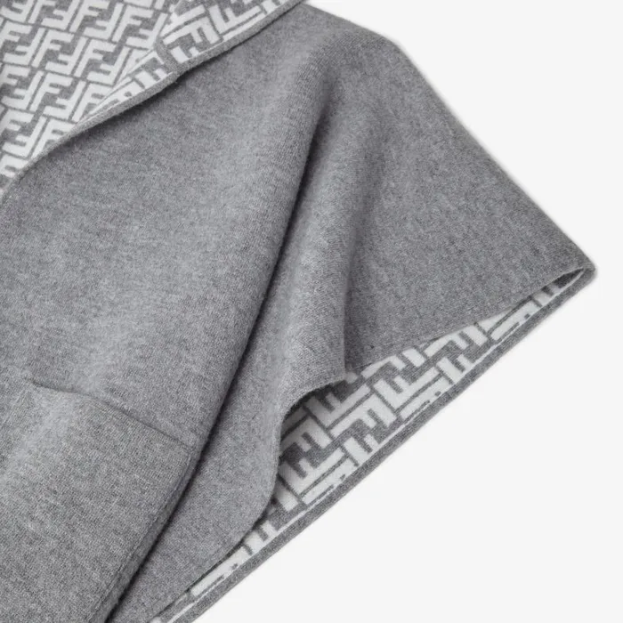 Kids Wool And Cashmere Reversible Junior Cape With Ff Logo Fendi Accessories