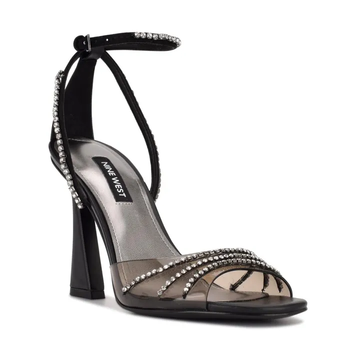 Klass Heeled Sandals Blacksmoke Crystal Women Nine West Dress Klass Heeled Sandals Blacksmoke Crystal Women Nine West Dress