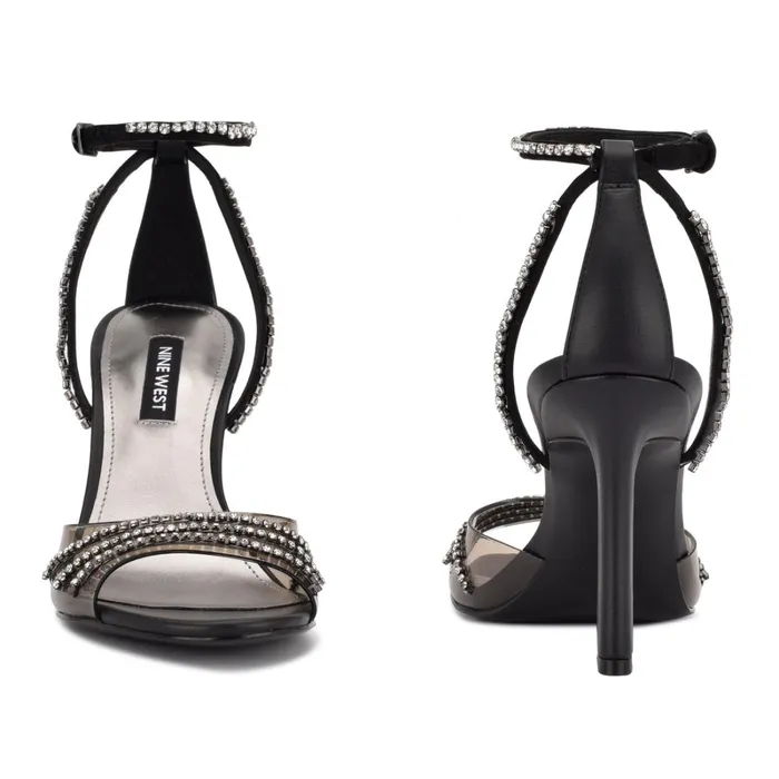 Klass Heeled Sandals Blacksmoke Crystal Women Nine West Dress Klass Heeled Sandals Blacksmoke Crystal Women Nine West Dress