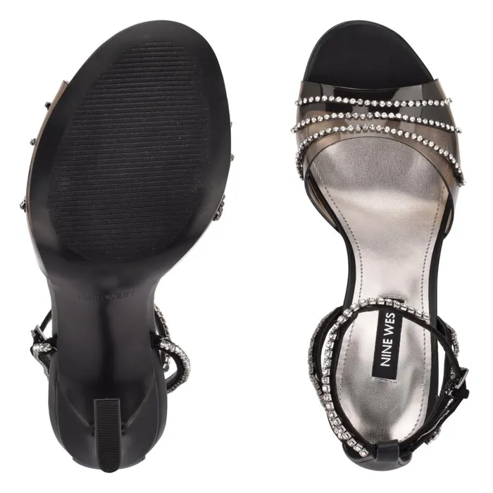 Klass Heeled Sandals Blacksmoke Crystal Women Nine West Dress Klass Heeled Sandals Blacksmoke Crystal Women Nine West Dress