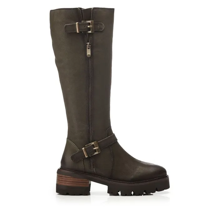 Knee High Boots Women Moda In Pelle Dori Olive Nubuck