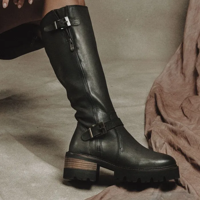 Knee High Boots Women Moda In Pelle Dori Olive Nubuck