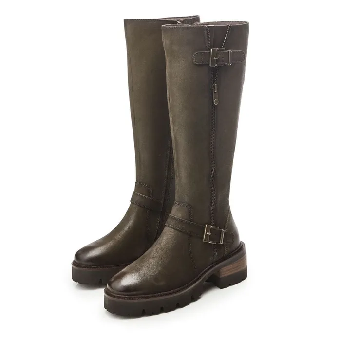 Knee High Boots Women Moda In Pelle Dori Olive Nubuck