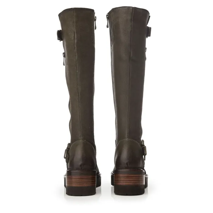 Knee High Boots Women Moda In Pelle Dori Olive Nubuck
