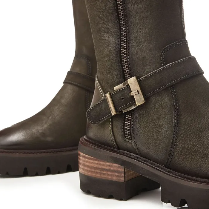 Knee High Boots Women Moda In Pelle Dori Olive Nubuck