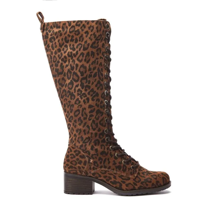Knee High Boots Women Moda In Pelle Hailey Dark Leopard Suede