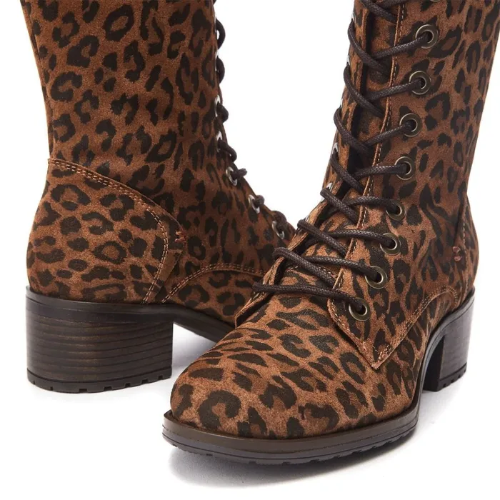 Knee High Boots Women Moda In Pelle Hailey Dark Leopard Suede