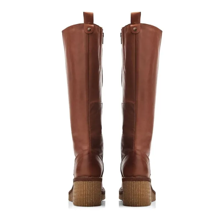 Knee High Boots Women Moda In Pelle Halliyah Tan Leather