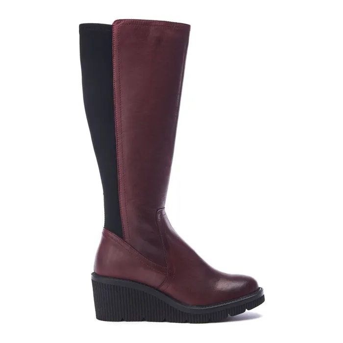 Knee High Boots Women Moda In Pelle Harpette Burgundy Leather