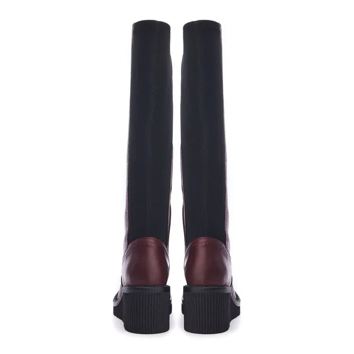 Knee High Boots Women Moda In Pelle Harpette Burgundy Leather