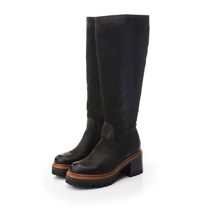 Knee High Boots Women Moda In Pelle Hudson Khaki Leather
