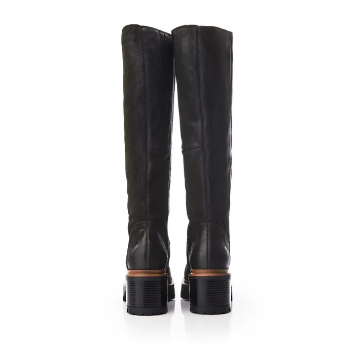 Knee High Boots Women Moda In Pelle Hudson Khaki Leather