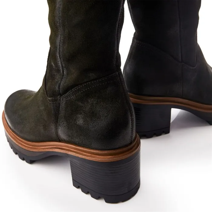 Knee High Boots Women Moda In Pelle Hudson Khaki Leather