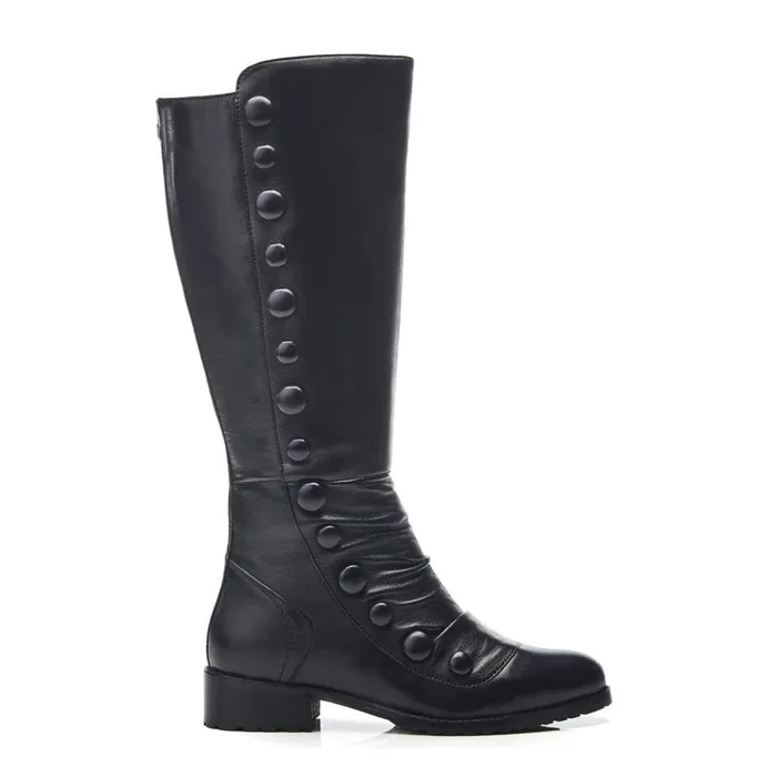Knee High Boots Women Moda In Pelle Irenne Black Leather