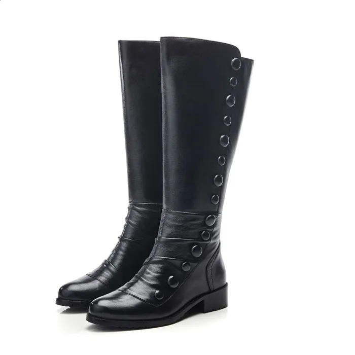Knee High Boots Women Moda In Pelle Irenne Black Leather
