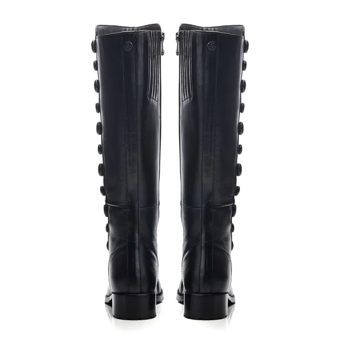 Knee High Boots Women Moda In Pelle Irenne Black Leather