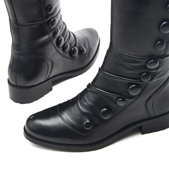 Knee High Boots Women Moda In Pelle Irenne Black Leather