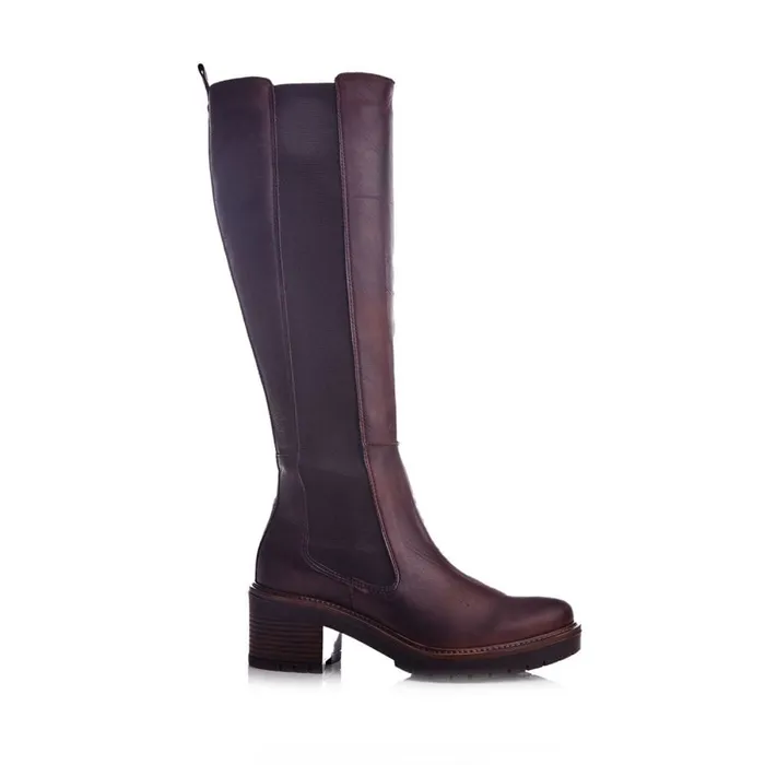 Knee High Boots Women Moda In Pelle Linettie Dark Brown Leather