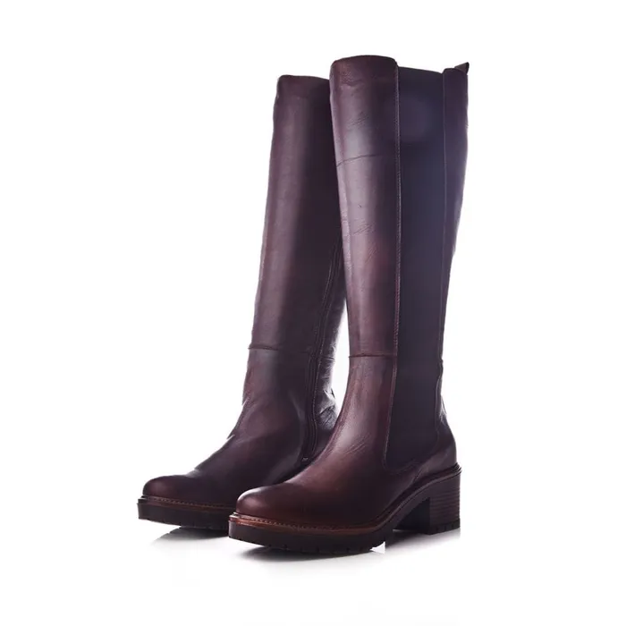 Knee High Boots Women Moda In Pelle Linettie Dark Brown Leather Knee High Boots Women Moda In Pelle Linettie Dark Brown Leather