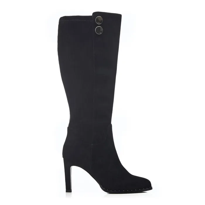 Knee High Boots Women Moda In Pelle Salanda Black Suede