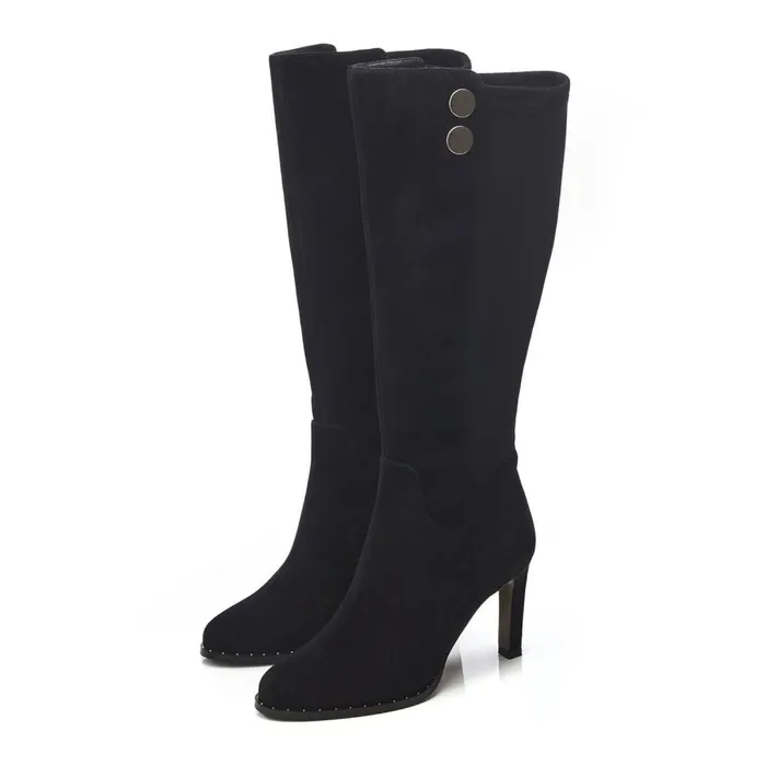 Knee High Boots Women Moda In Pelle Salanda Black Suede