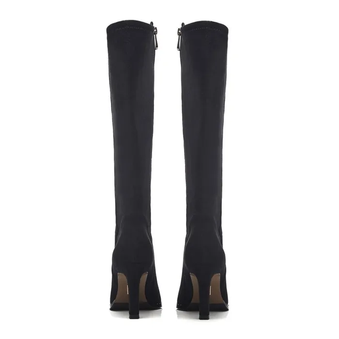 Knee High Boots Women Moda In Pelle Salanda Black Suede